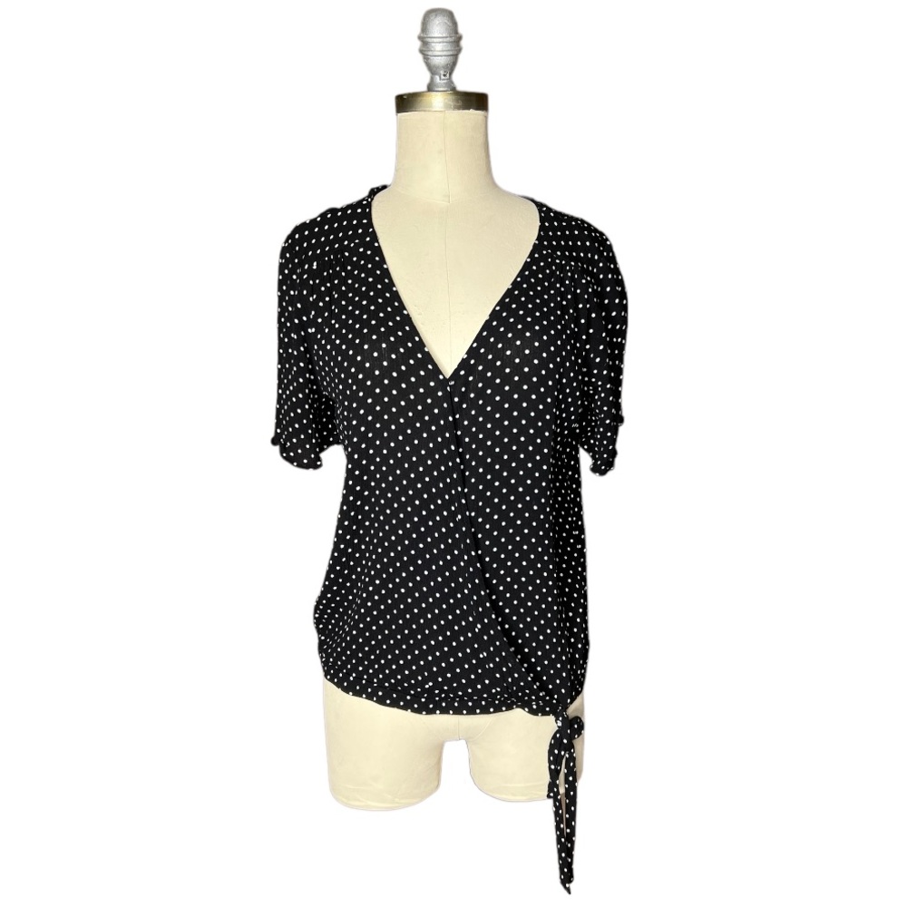 Pink Republic Side Knot Wrap Polka Dot Top size L